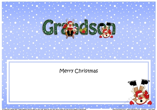 Large DL Merry Christmas GRANDSON insert