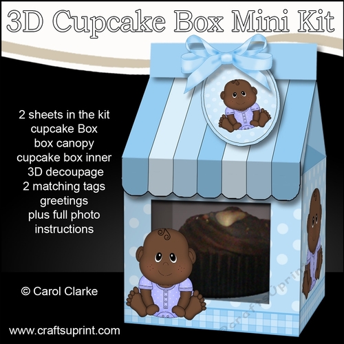 3D Mini Milk Carton Cupcake Treat Box Mini Kit - Cute Little Ethnic Baby Boy