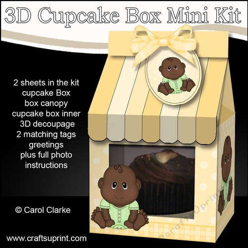 3D Mini Milk Carton Cupcake Treat Box Mini Kit - Cute Little Ethnic Baby
