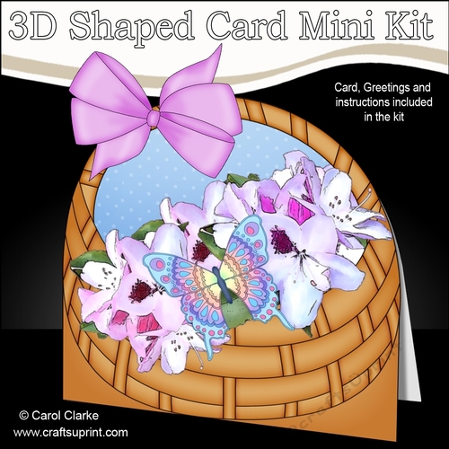 3D Shaped Card  Kit - Pretty Flowers & Butterfly Basket