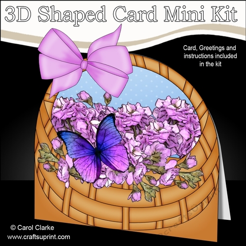 3D Shaped Card  Kit - Pretty Flowers & Butterfly Basket