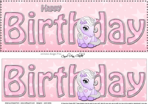 Large DL HAPPY BIRTHDAY 3D decoupage with Cute Pony