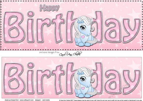 Large DL HAPPY BIRTHDAY 3D decoupage with Cute Pony