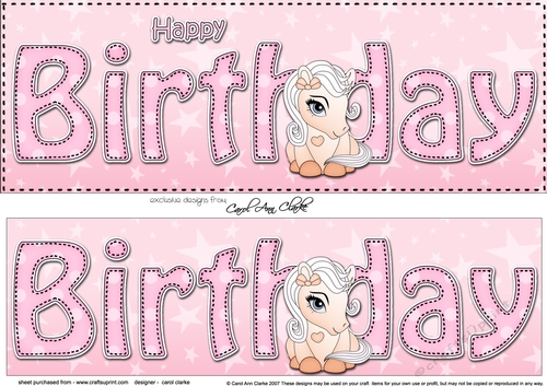 Large DL HAPPY BIRTHDAY 3D decoupage with Cute Pony