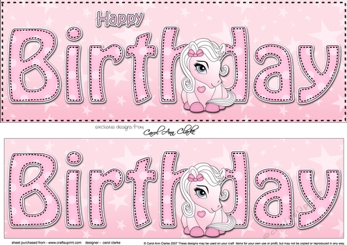 Large DL HAPPY BIRTHDAY 3D decoupage with Cute Pony