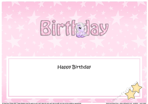 Large DL HAPPY BIRTHDAY insert with Cute Pony