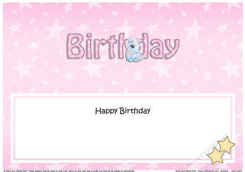 Large DL HAPPY BIRTHDAY insert with Cute Pony