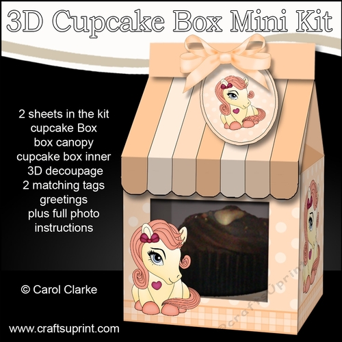 3D Mini Milk Carton Cupcake Treat Box Mini Kit - Cute Little Pony 