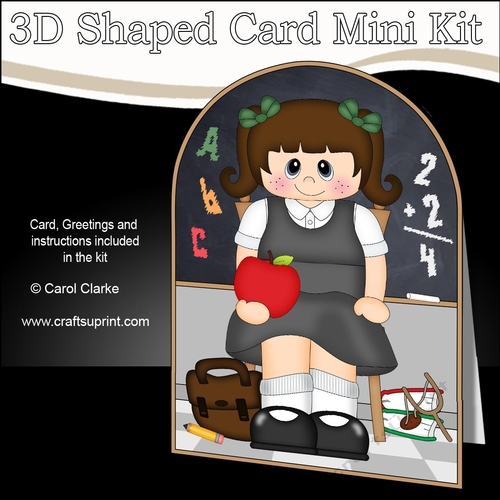 3D Shaped Card Kit - Cute Little Schoolgirl