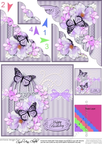 Birthday Butterflies and Flowers Birdcage Scalloped Corner Stacker
