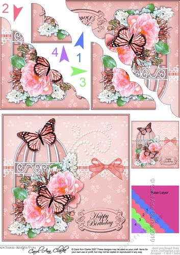 Birthday Butterflies and Flowers Birdcage Scalloped Corner Stacker