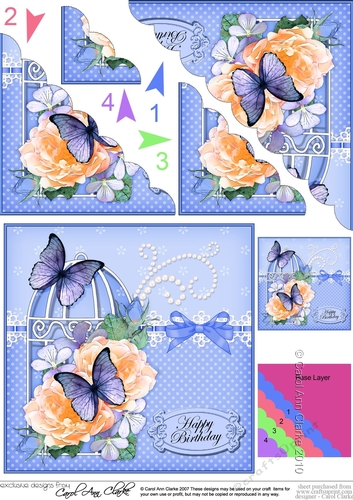 Birthday Butterflies and Flowers Birdcage Scalloped Corner Stacker