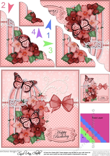Birthday Butterflies and Flowers Birdcage Scalloped Corner Stacker
