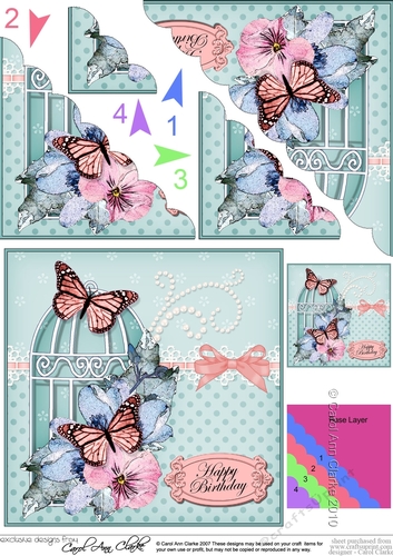 Birthday Butterflies and Flowers Birdcage Scalloped Corner Stacker