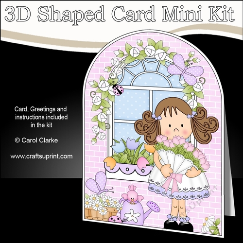 3D Shaped Card  Kit - Country Cottage Girlz Zoe has a Bouquet of Roses