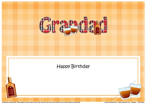 Large DL Happy Birthday GRANDAD insert with Tartan