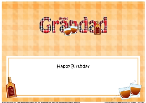 Large DL Happy Birthday GREAT GRANDAD insert with Tartan