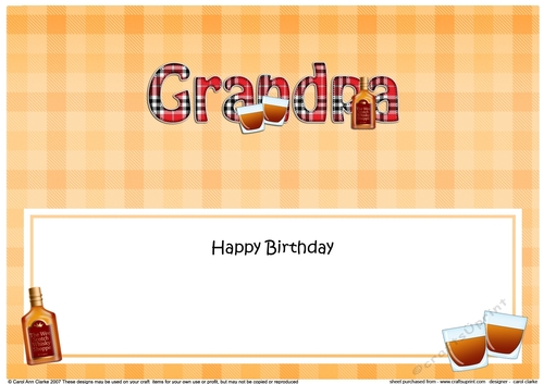 Large DL Happy Birthday GRANDPA insert with Tartan