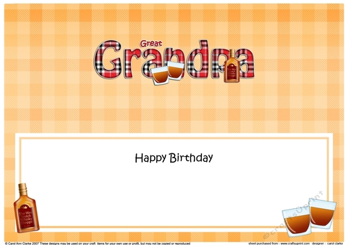 Large DL Happy Birthday GREAT GRANDPA insert with Tartan