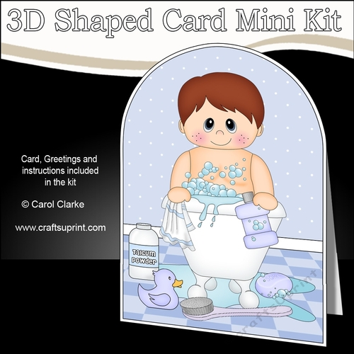 3D Shaped Card Kit - Bathtub Buddies - Cute Little Boy