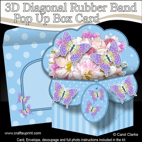 3D Diagonal Rubber Band Pop Up Box Card Kit - Pretty Flowers & Butterflies