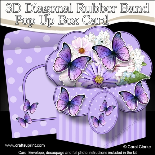 3D Diagonal Rubber Band Pop Up Box Card Kit - Pretty Flowers & Butterflies