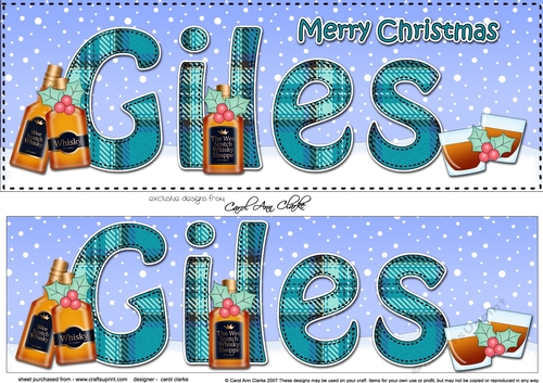 Large DL Merry Christmas GILES 3D decoupage