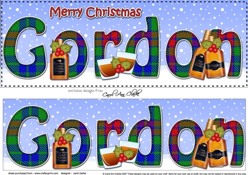 Large DL Merry Christmas GORDON 3D decoupage