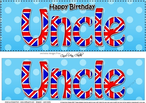 Large DL Happy Birthday UNCLE 3D decoupage UK Union Jack
