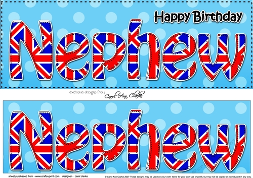 Large DL Happy Birthday NEPHEW 3D decoupage UK Union Jack