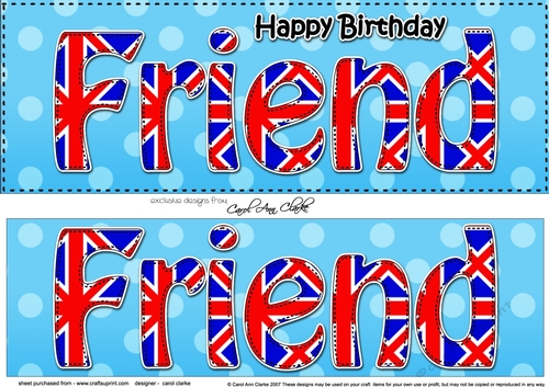 Large DL Happy Birthday FRIEND 3D decoupage UK Union Jack