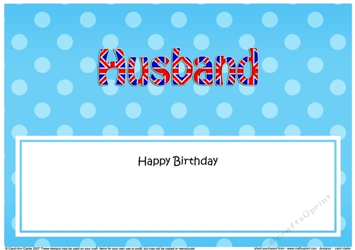 Large DL Happy Birthday HUSBAND insert UK Union Jack