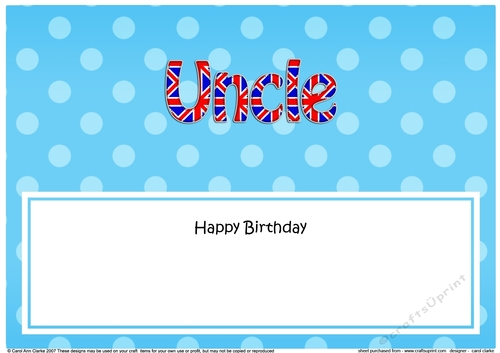 Large DL Happy Birthday UNCLE insert UK Union Jack