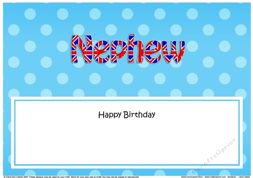Large DL Happy Birthday NEPHEW insert UK Union Jack