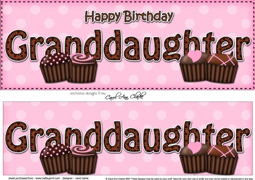 Large DL Happy Birthday GRANDDAUGHTER 3D decoupage with Chocolates