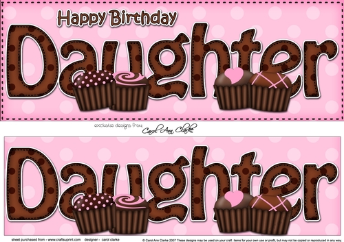 Large DL Happy Birthday DAUGHTER 3D decoupage with Chocolates