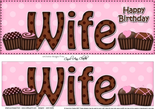 Large DL Happy Birthday WIFE 3D decoupage with Chocolates