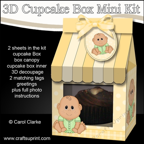 3D Mini Milk Carton Cupcake Treat Box Mini Kit - Cute Little Ethnic Baby Boy