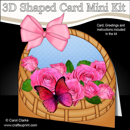 3D Shaped Card  Kit - Pretty Flowers & Butterfly Basket