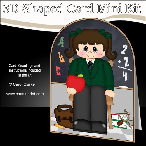 3D Shaped Card Kit - Cute Little Schoolgirl