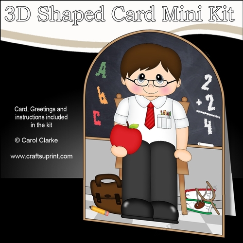 3D Shaped Card Kit - Cute School Teacher