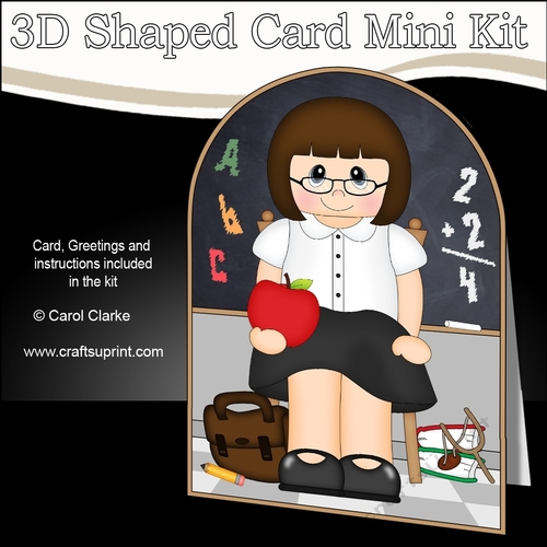 3D Shaped Card Kit - Cute School Teacher