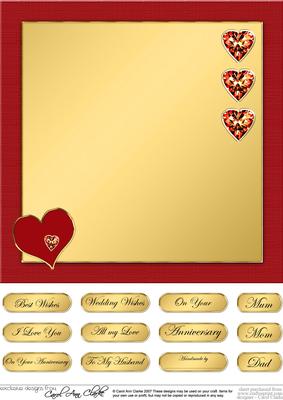 Elegant Hearts Matching 8 x 8 Insert Panel and Greetings