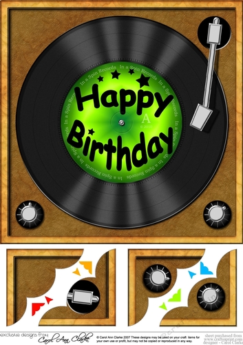 8 x 8 Happy Birthday Record Scalloped corner Topper