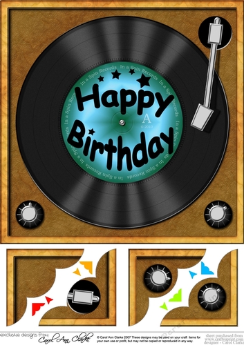 8 x 8 Happy Birthday Record Scalloped corner Topper