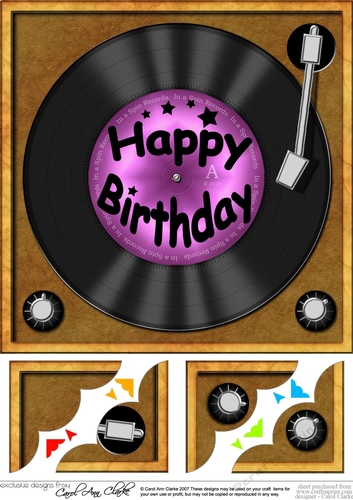 8 x 8 Happy Birthday Record Scalloped corner Topper