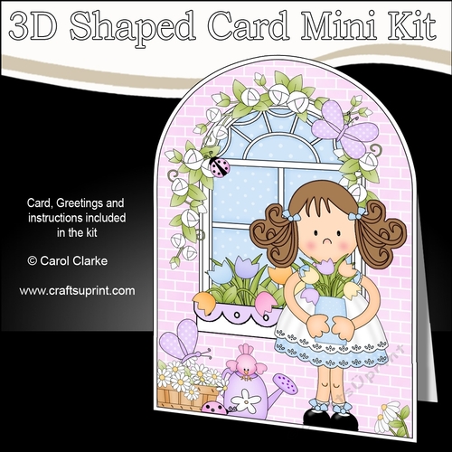 3D Shaped Card  Kit - Country Cottage Girlz Zoe has a Vase of Tulips