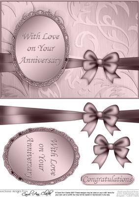A5 Elegant Metallic Greeting Quick Card with 3D Decoupage