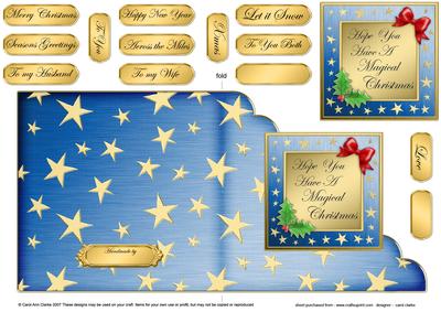 Elegant Christmas Greeting Cut and Fold Corner Card
