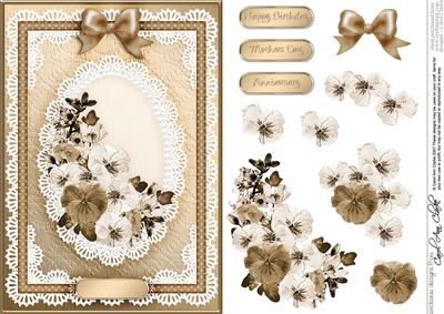 A5 Spring Flowers and Lace Quick Card with 3D Decoupage
